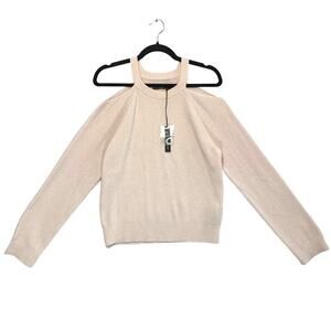 J Brand Mackenzie Cold Shoulder Cashmere Sweater NWT Women's M Faded Clear Pink